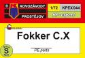 Kovozavody KPEX044 Fokker C.X PE Parts