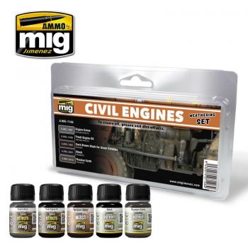 AMMO by Mig Jimenez AMIG7146 Civil Engines Weathering Set