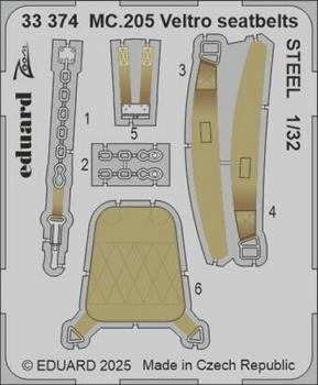 Eduard 33374 MC.205 Veltro Seatbelts - Italeri
