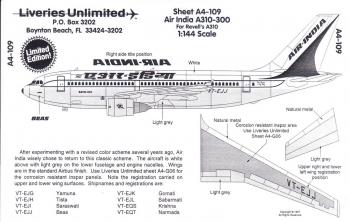 Liveries Unlimited A4-109 Airbus A310-300 - Air India