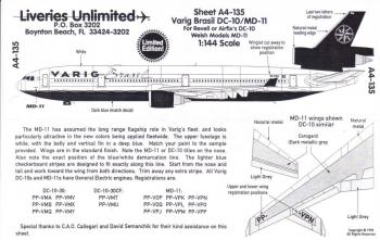Liveries Unlimited A4-135 DC-10 Decals - Varig Brasil