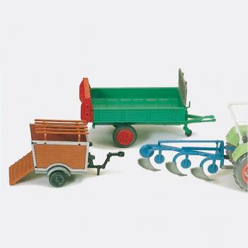 Preiser 17918 Plough, Dung Spreader & Trailer