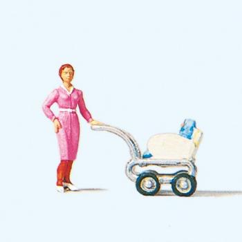 Preiser 28037 Woman with Baby Carriage