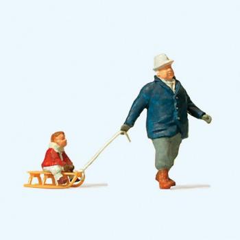 Preiser 28078 Man towing Sledge