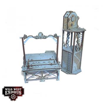 Warcradle Studios WEX991399038 Red Oak Gallows and Clock Tower